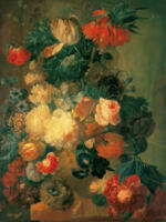 Fiori dentro un vaso e nido d’uccelli